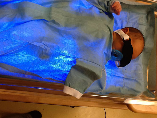 "Wearable" blanket with lights under him