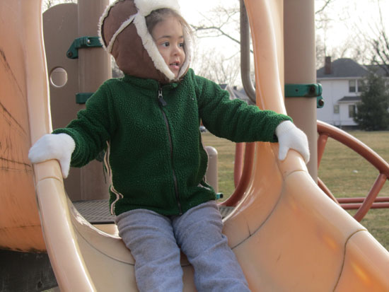 Flaps down for chilly playground fun