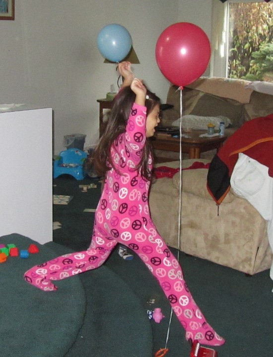 Flying karate chop of the helium balloon!