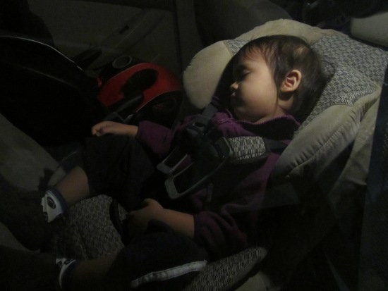 Adik fell asleep in the car