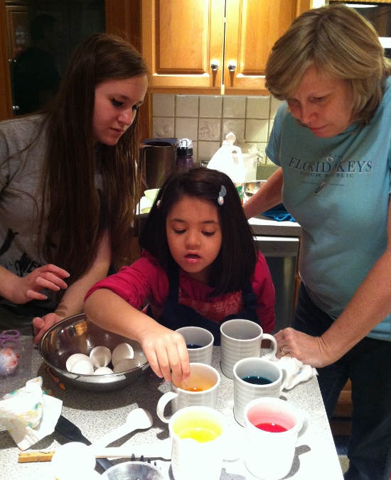 Dying easter eggs with cousins Barb and Claire