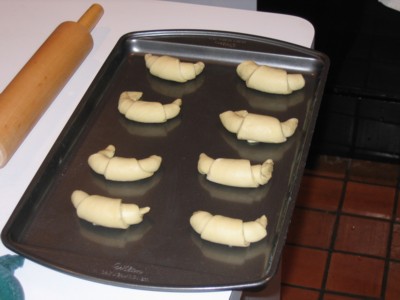 Tray of croissant brioches