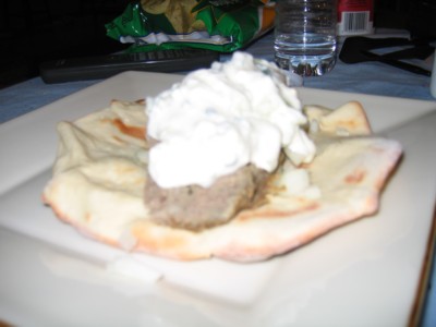 Topped with tzatziki sauce