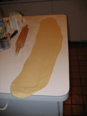 Rolled out brioche dough