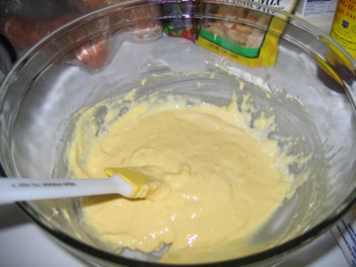 Yolk and the dry ingredients made into a batter
