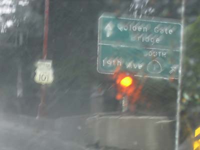 Signboard in the rain