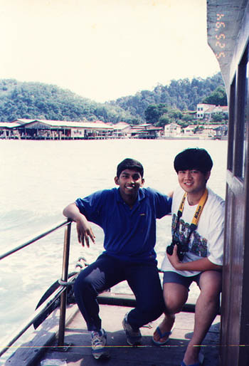 Sathya and Tsing at the back of the ferry