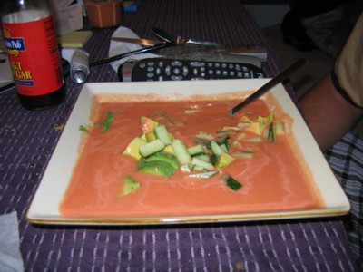 Big bowl of soup with garnish