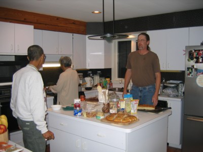 Hanging out in our kitchen - note the rosemary focaccia