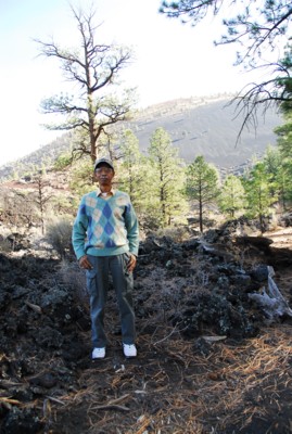 Abah on the Sunset Crater lava trail