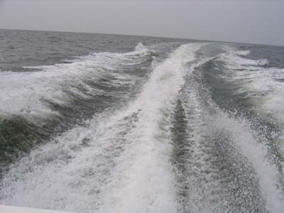The wake from Dean's boat