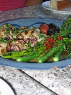 Baby Octopus and Asparagus appetizer
